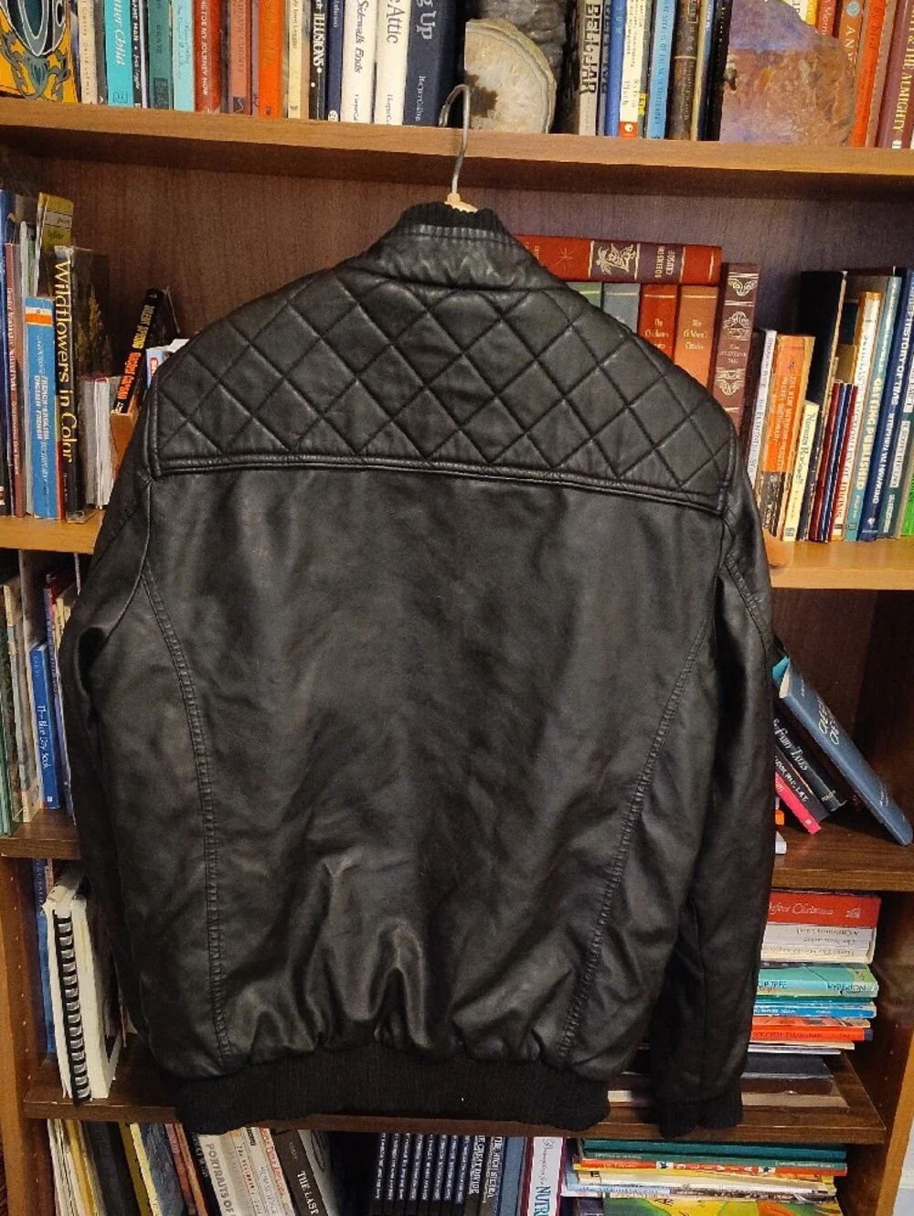 Black Men's Quilted Faux Leather Jacket